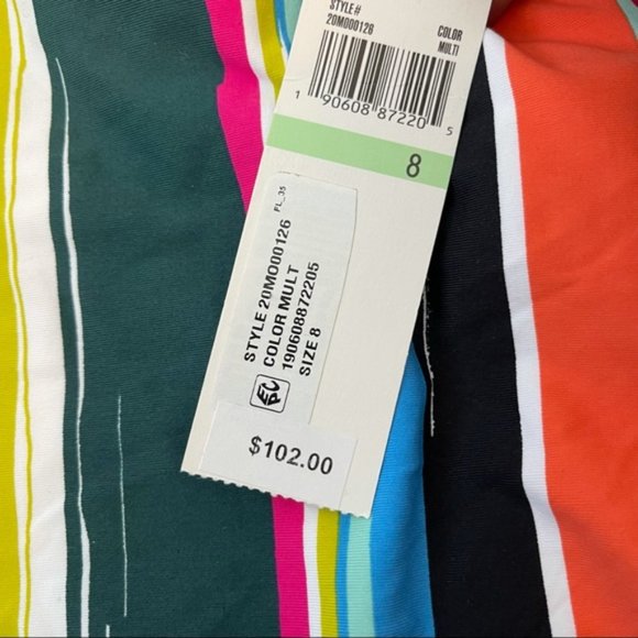 ANNE COLE Classic Lingerie Maillot Striped Multicolor Bathing Suit Size 8 NWT - Picture 5 of 5